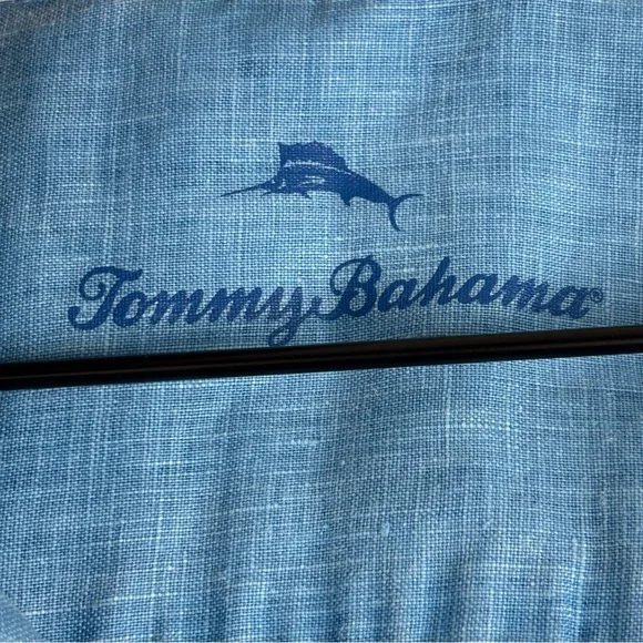 Tommy Bahama Sea Glass Camp Shirt 100% Linen Mens XXL Blue Short Sleeve - Picture 4 of 12